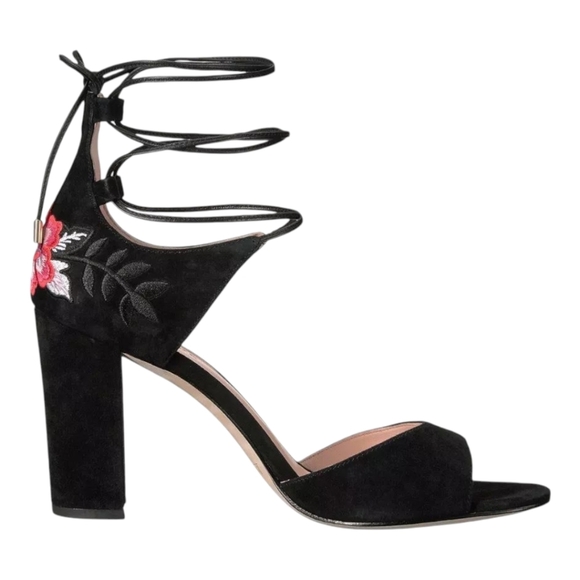 Kate Spade New York Oasis Lace Up High Heel Sandals - 10M - Black Suede - NWOT - Picture 2 of 9